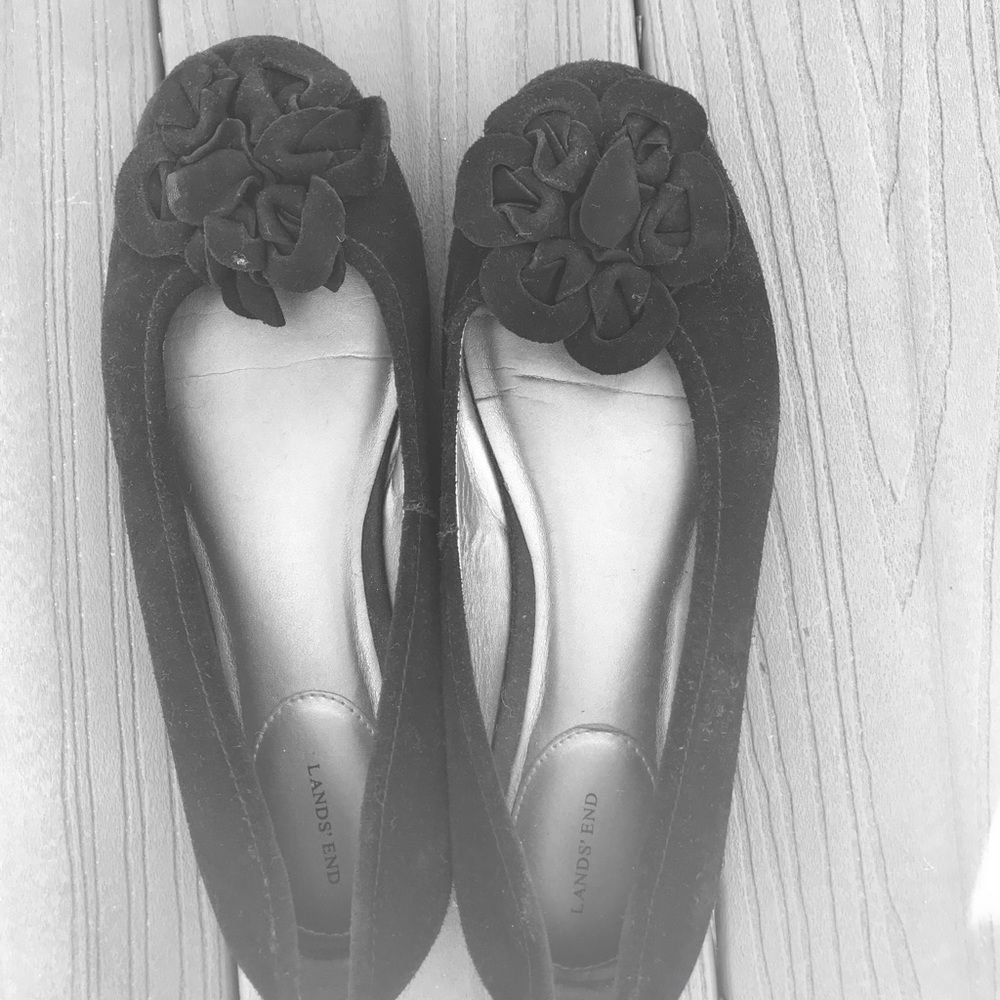 Land’s End Size 7 Black Suede Ballet Flats